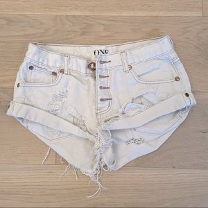 One Teaspoon white cut-off shorts
